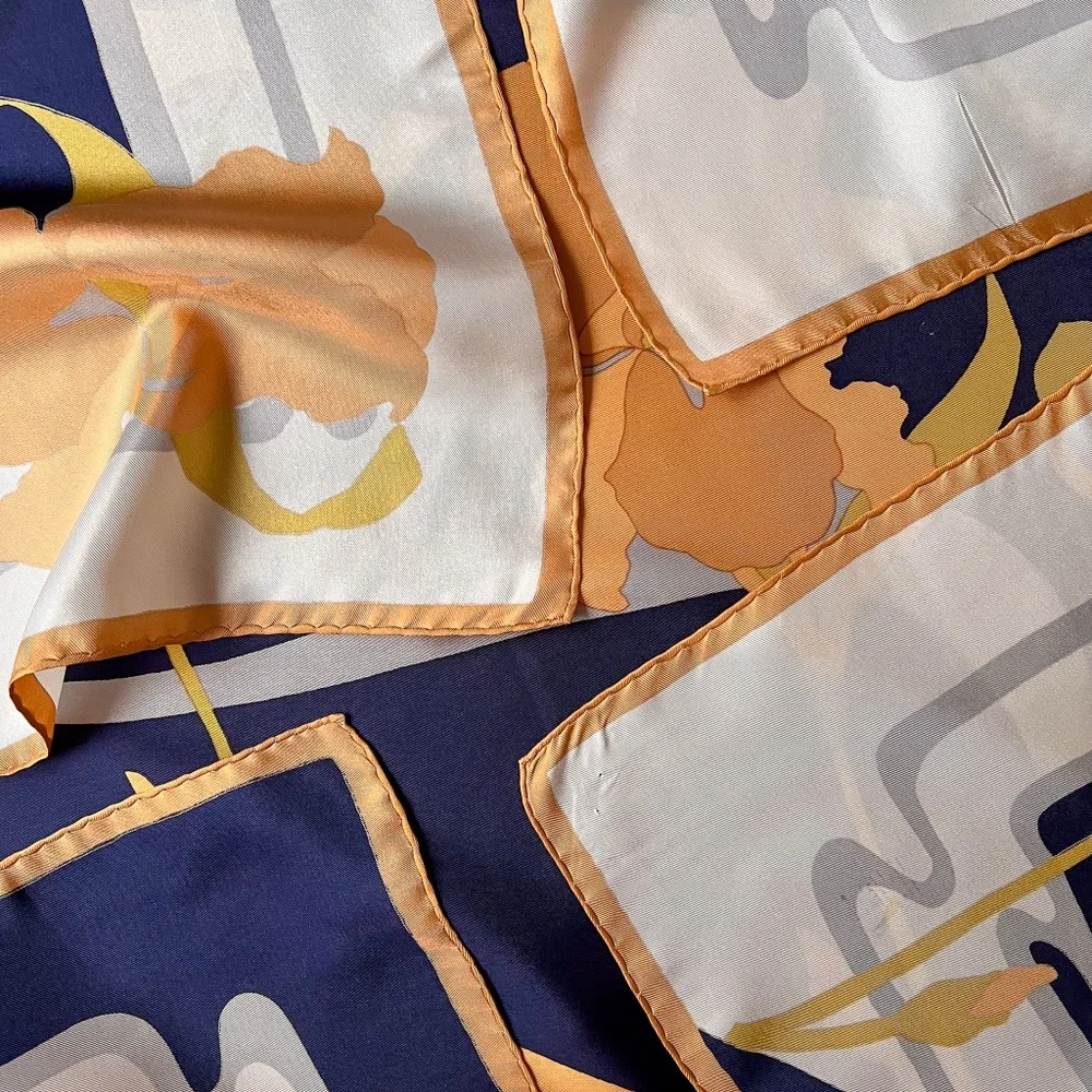Vintage Christian Dior Silk Scarf With Orange Iris Print - Picture 10 of 10